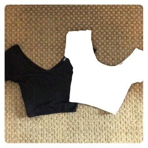 Matching black & white crop tops